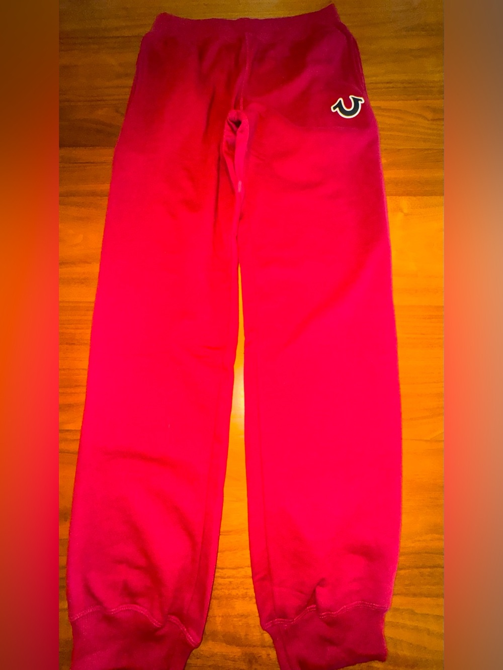 Youth True Religion Red Joggers, Cozy with Pockets and Cuffed Legs. Size XL NEW